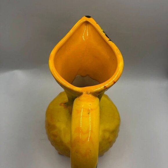 Vintage Yellow Ceramic Pottery Decorative Only Pitcher Drip Design Tabletop - Picture 7 of 12